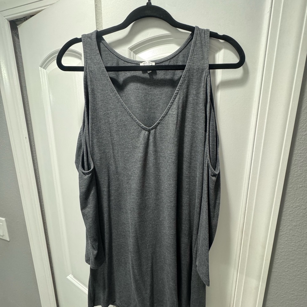 Tobi Gray Sleeveless Tank Top with Cut Out Design